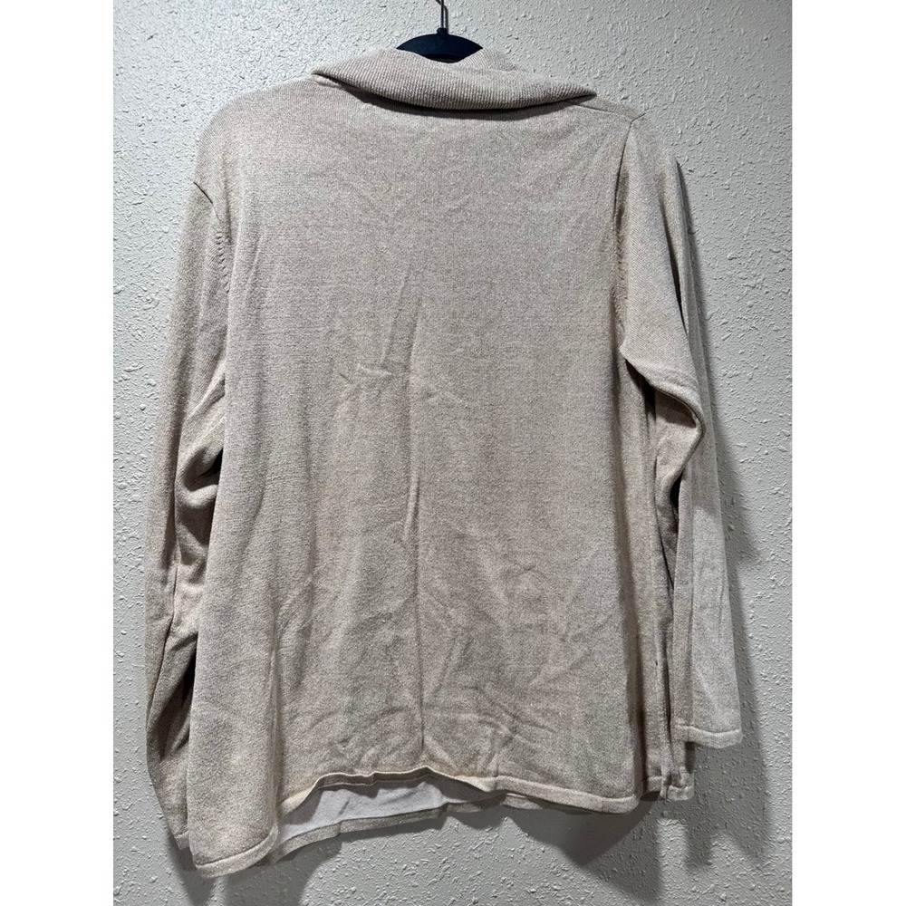 Coldwater Creek Silk Blend Cowl Neck Sweater XL Champagne Gold Metallic Shimmer - Picture 3 of 3